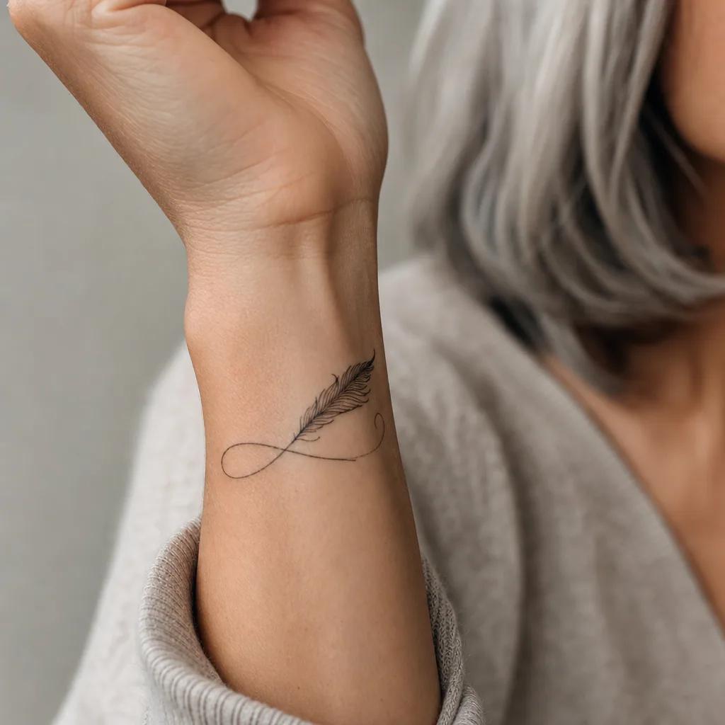 idée tatouage plume lettrage plume citation, photo réaliste sur peau