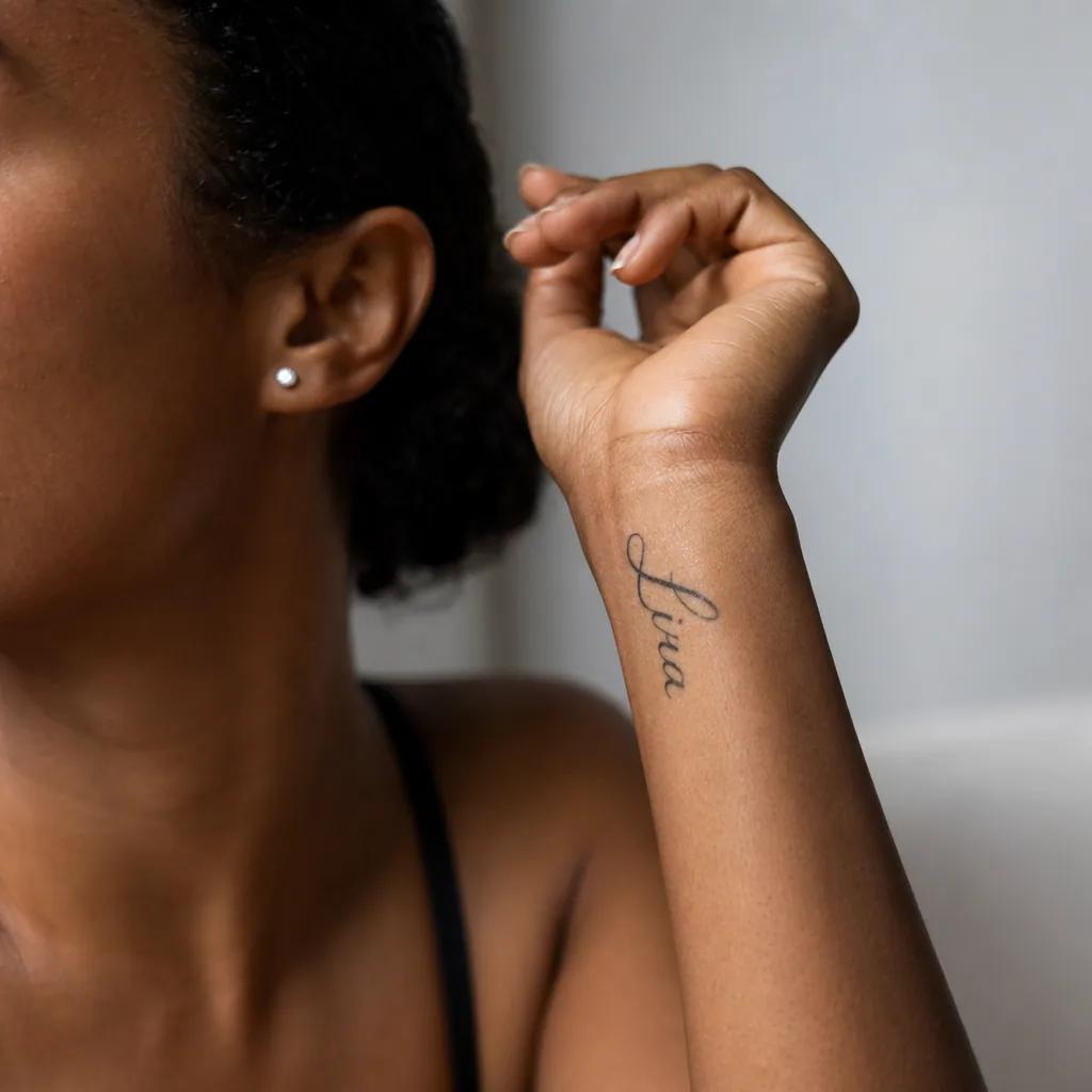 idée tatouage poignet lettrage prénom, photo réaliste sur peau
