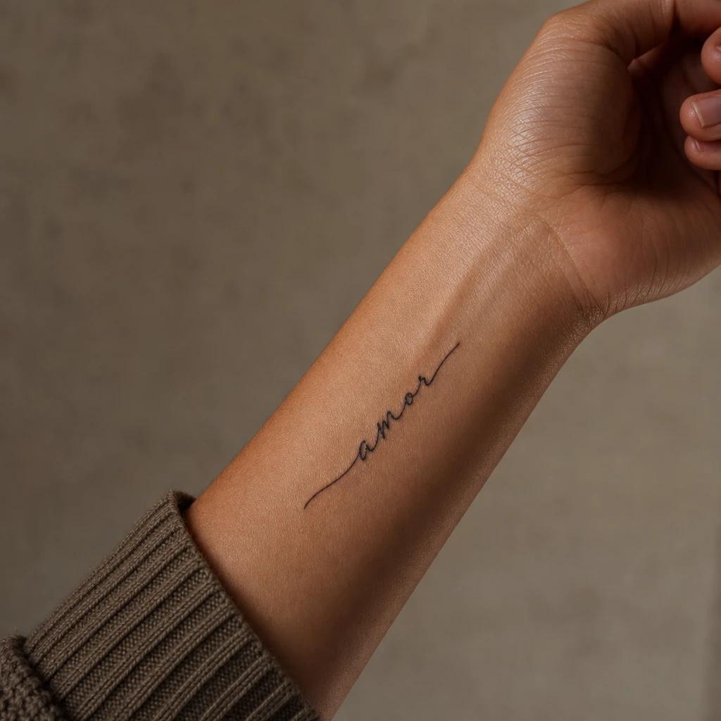 idée tatouage poignet femme mot manuscrit, photo réaliste sur peau