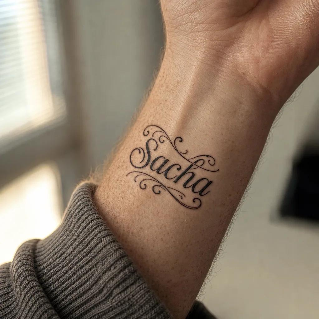 idée tatouage prénom prénom ornemental, photo réaliste sur peau
