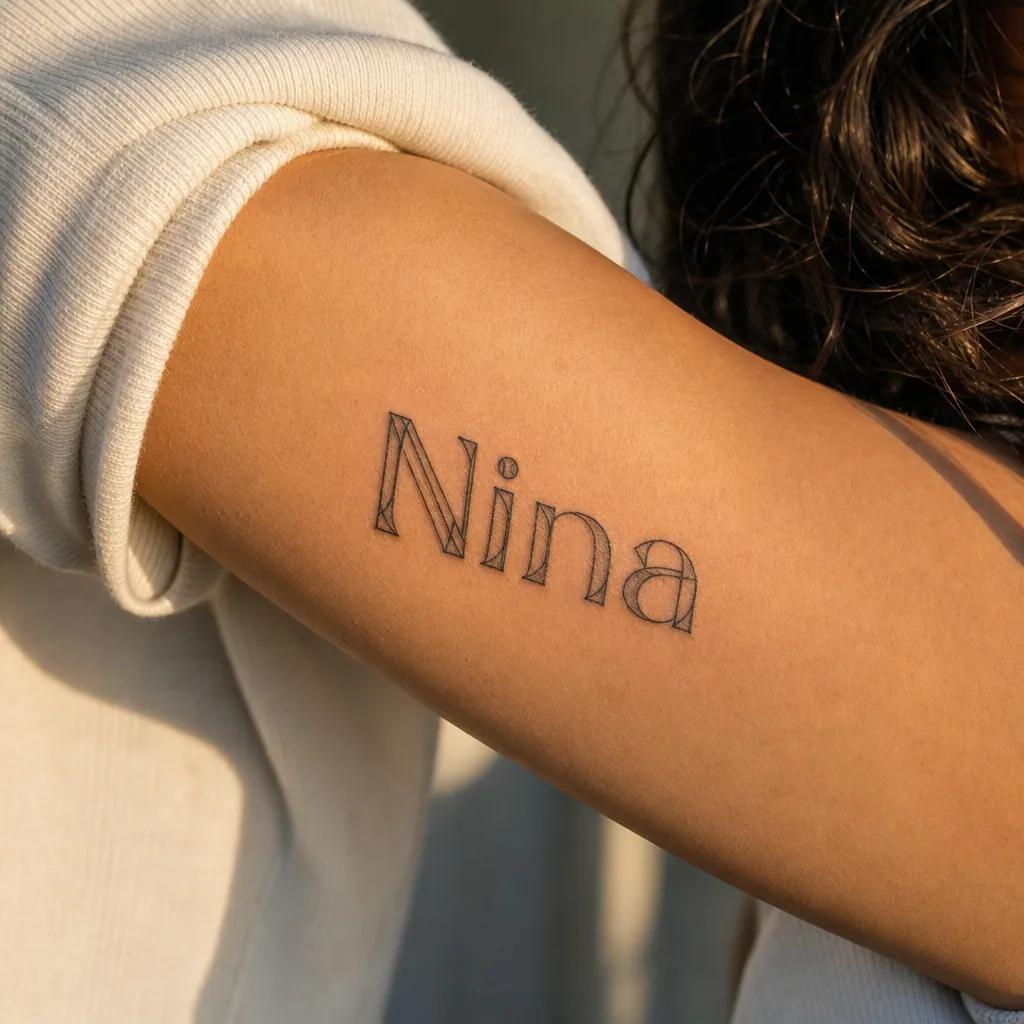 idée tatouage prénom prénom géométrique, photo réaliste sur peau