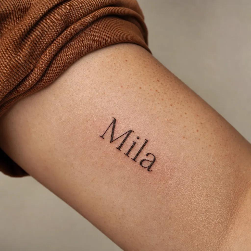 idée tatouage prénom prénom abstrait, photo réaliste sur peau