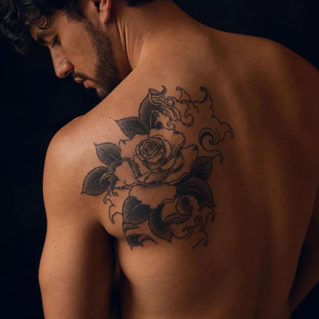 idée tatouage rose japanese rose, photo réaliste sur peau