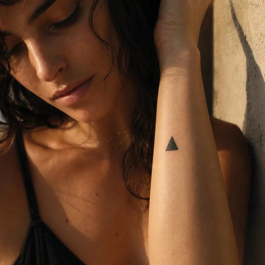 idée tatouage simple triangle blackwork, photo réaliste sur peau