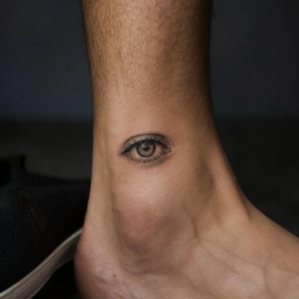 idée tatouage simple œil simple réaliste, photo réaliste sur peau