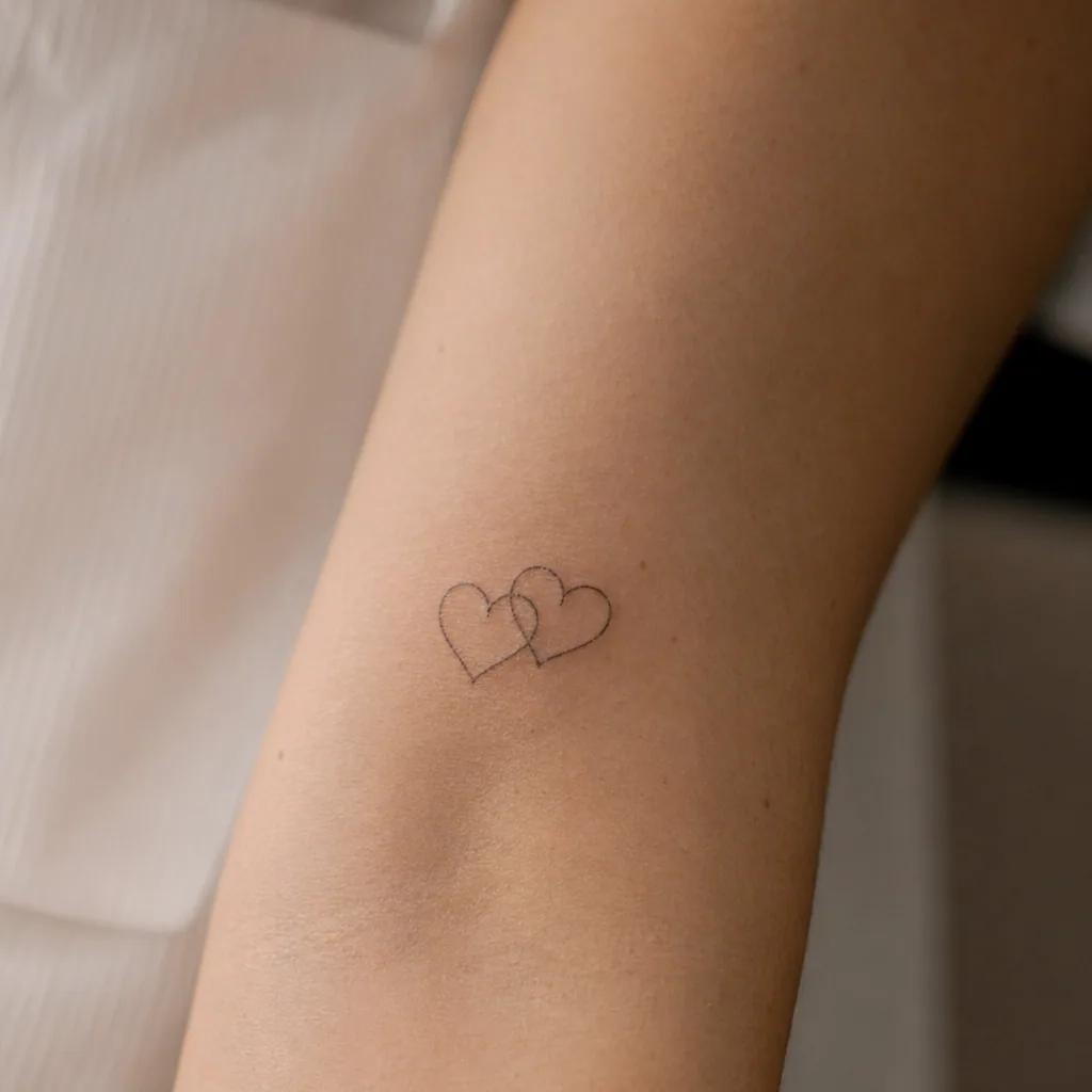 idée tatouage sœurs cœurs sœurs minimalistes, photo réaliste sur peau