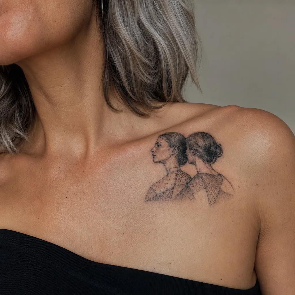 idée tatouage sœurs patchwork best sisters, photo réaliste sur peau
