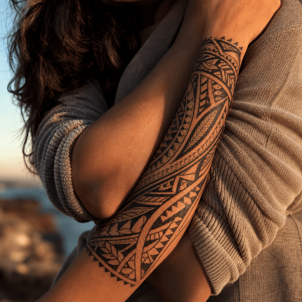 idée tatouage tribal classic polynesian, photo réaliste sur peau