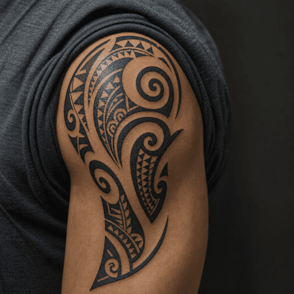 idée tatouage tribal maori (ta moko), photo réaliste sur peau
