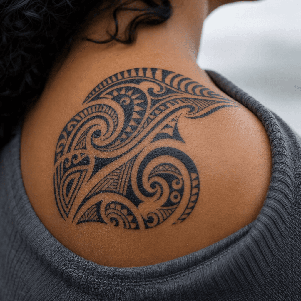 idée tatouage tribal maori (ta moko), photo réaliste sur peau