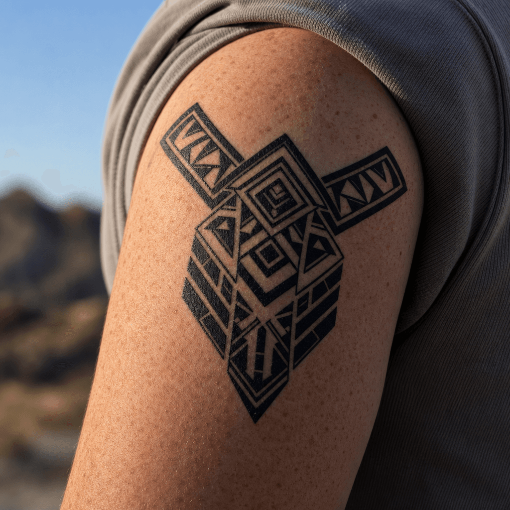 idée tatouage tribal geometric tribal, photo réaliste sur peau