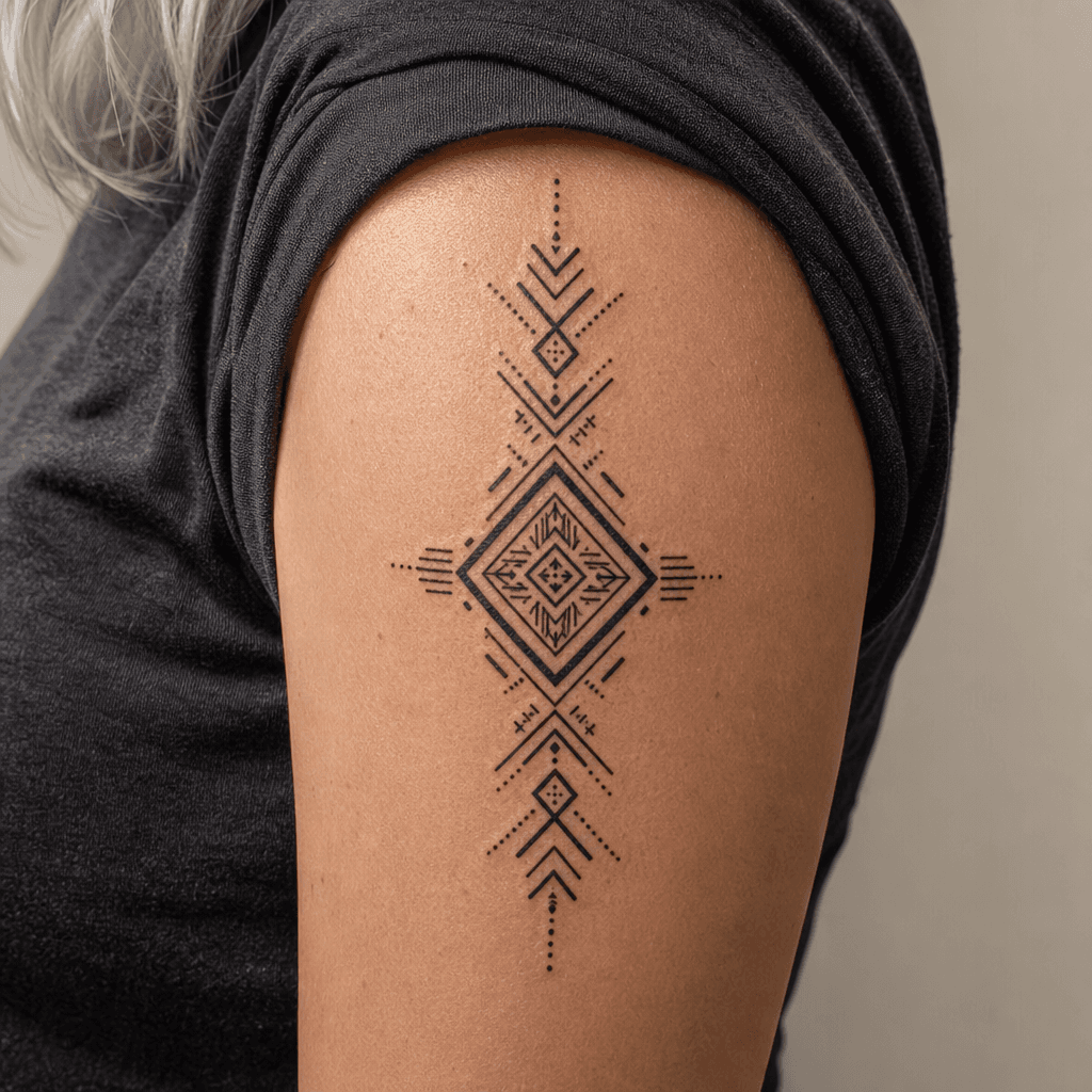 idée tatouage tribal geometric tribal, photo réaliste sur peau