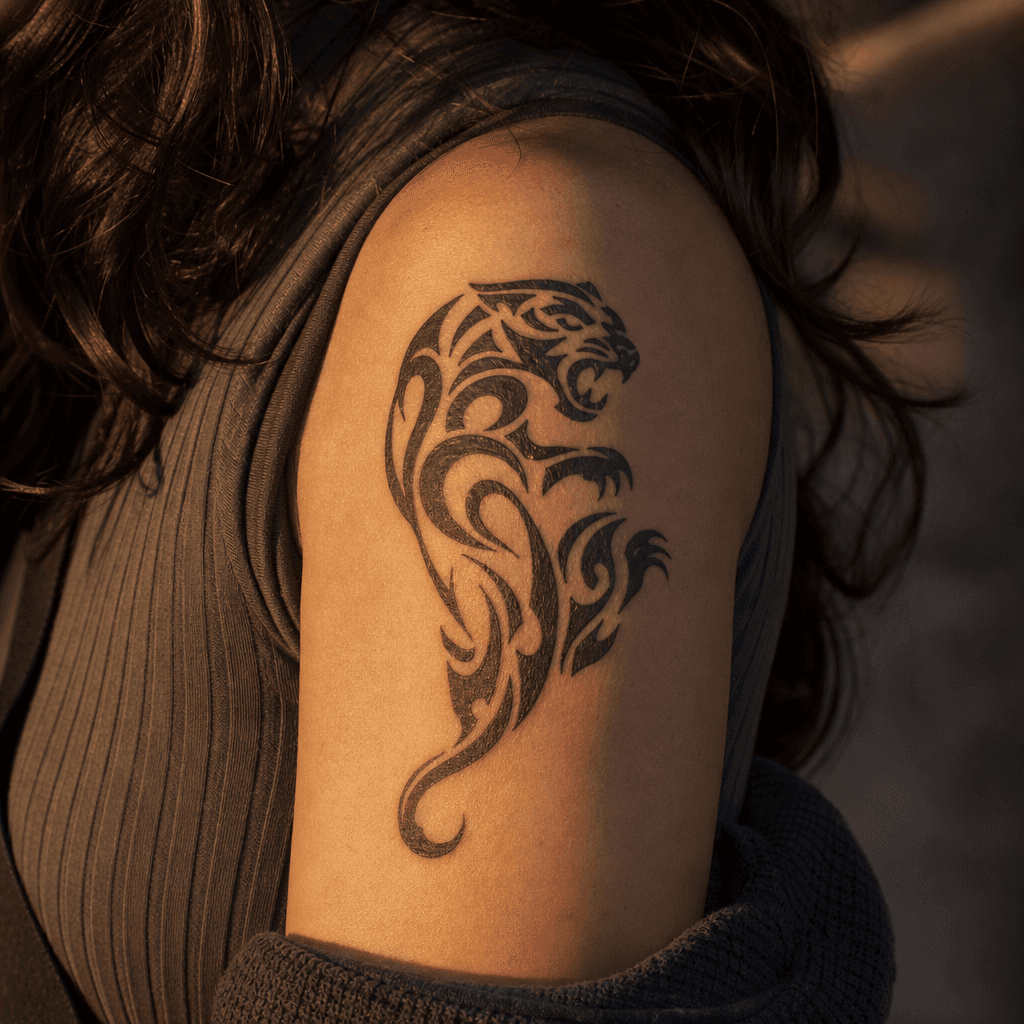 idée tatouage tribal powerful animal tribal, photo réaliste sur peau