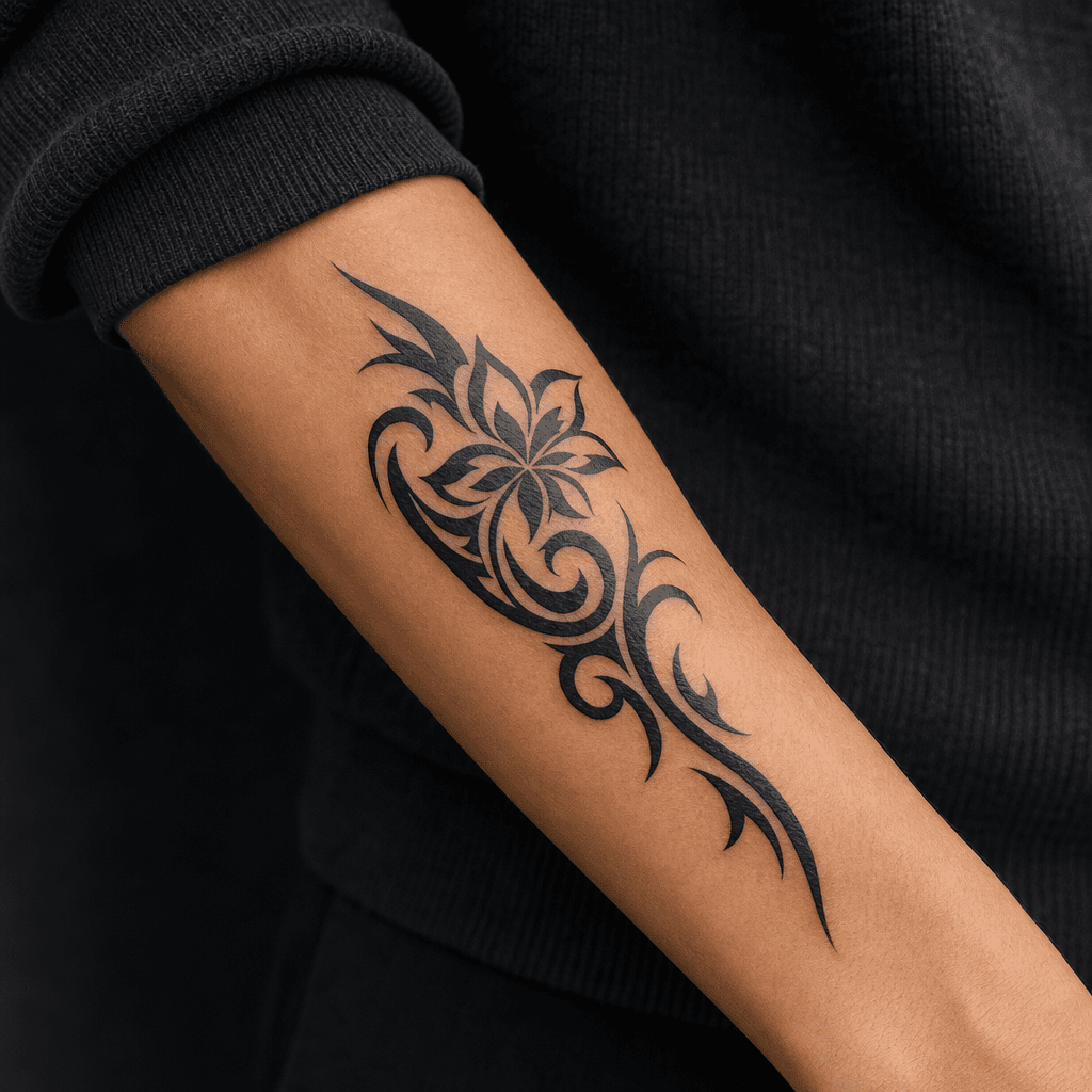 idée tatouage tribal stylized floral tribal, photo réaliste sur peau
