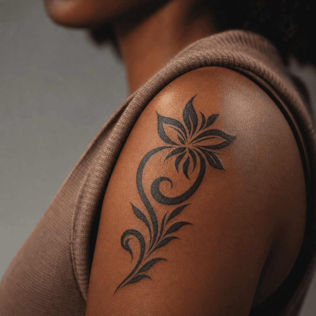 idée tatouage tribal stylized floral tribal, photo réaliste sur peau