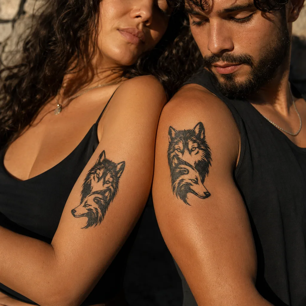 Loup et louve blackwork