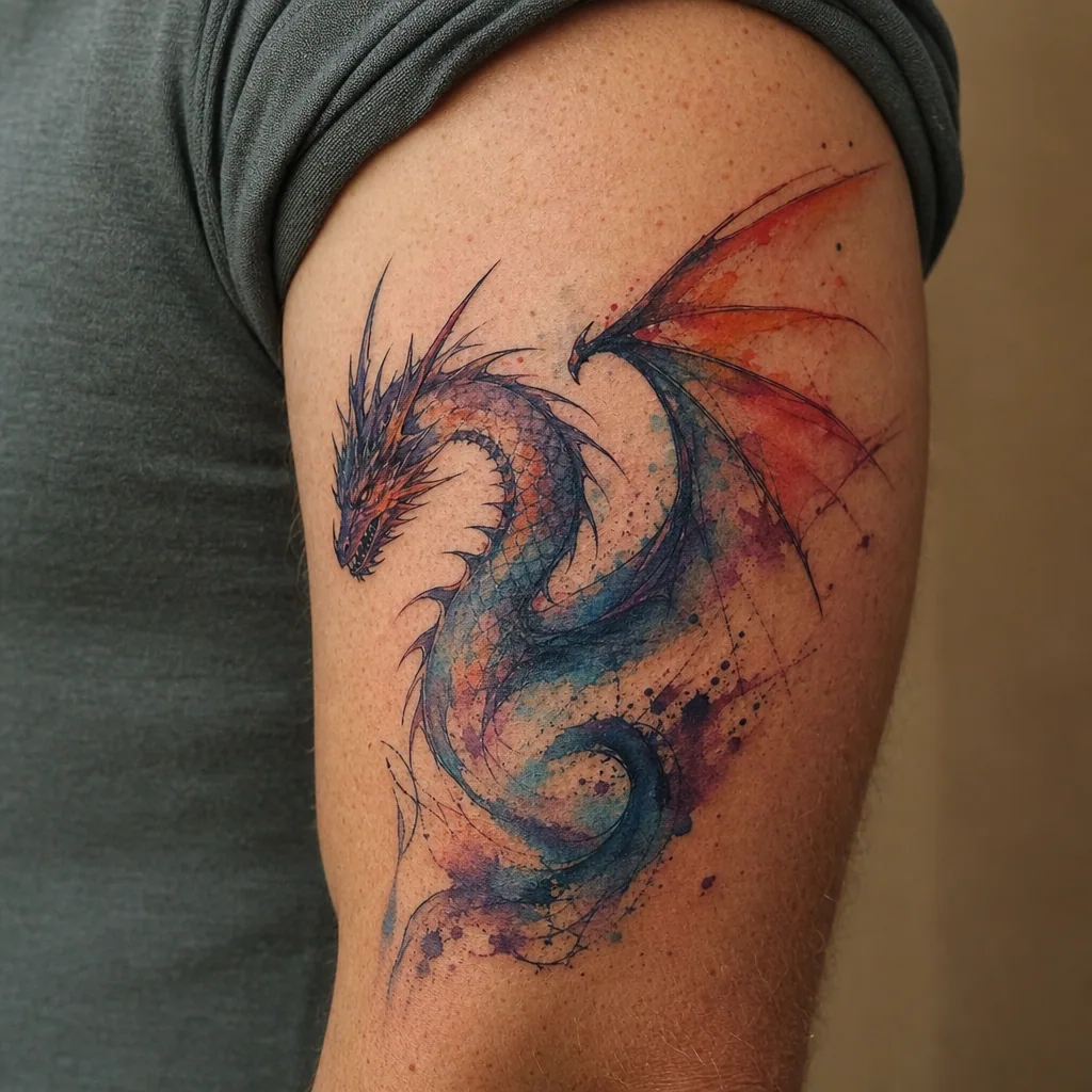 Dragon aquarelle vibrant