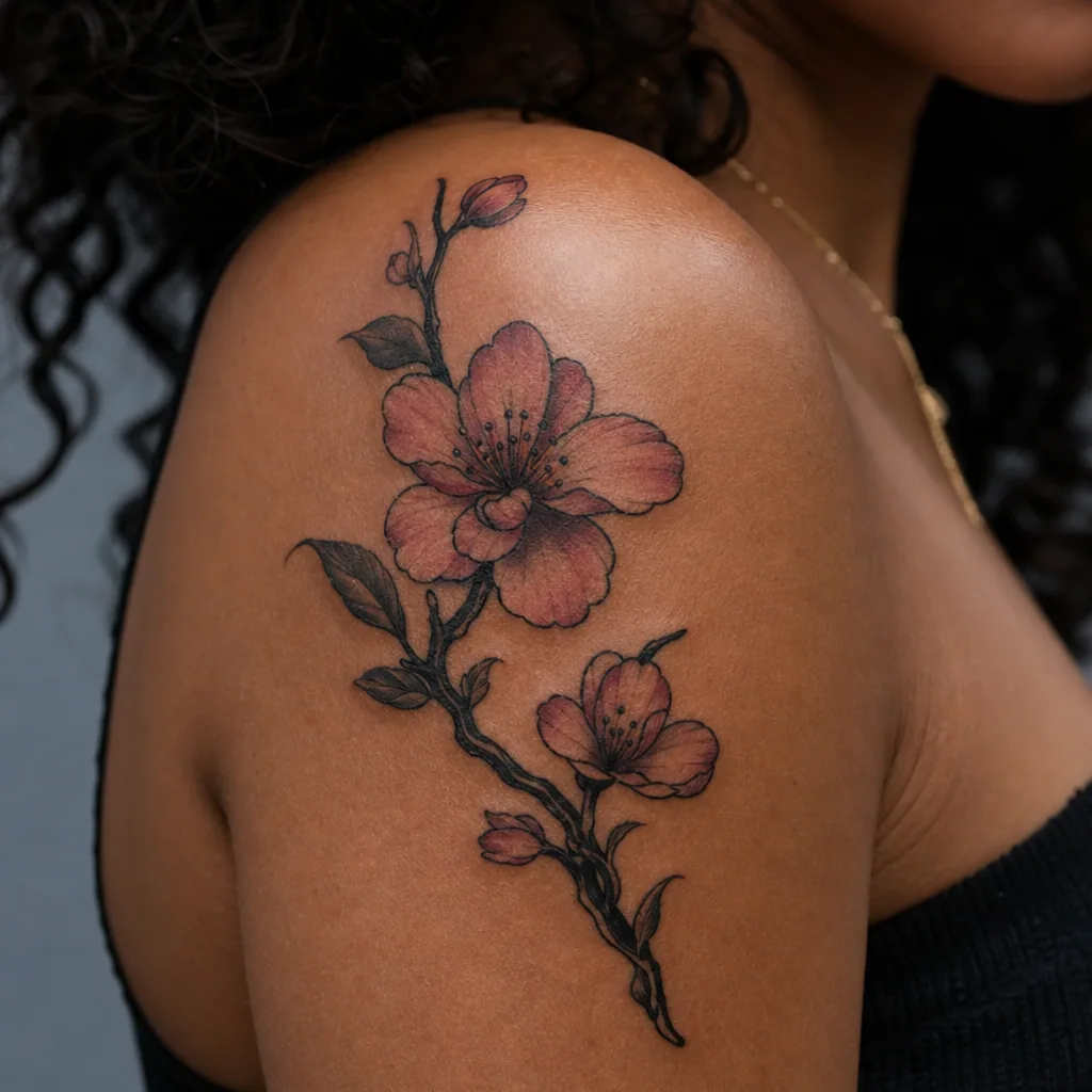 Fleur de cerisier neo-traditionnelle