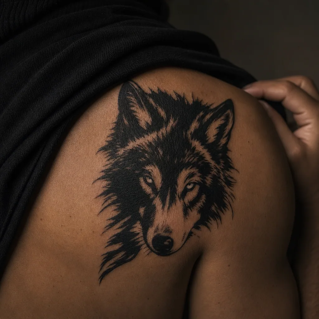 Loup blackwork puissant