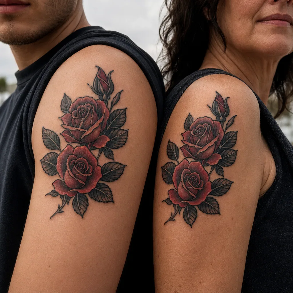 Roses mere fils neo-traditionnel