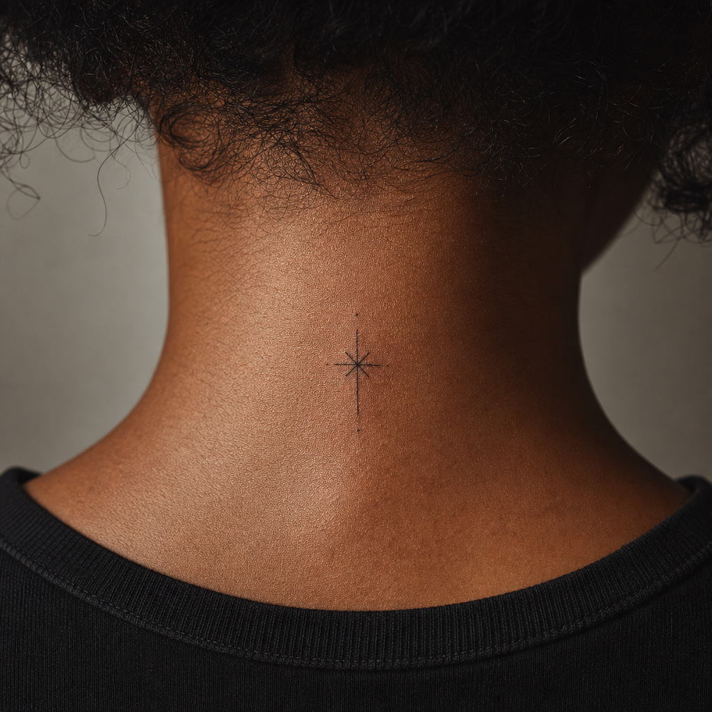 Tatouage minimaliste sur peau réelle