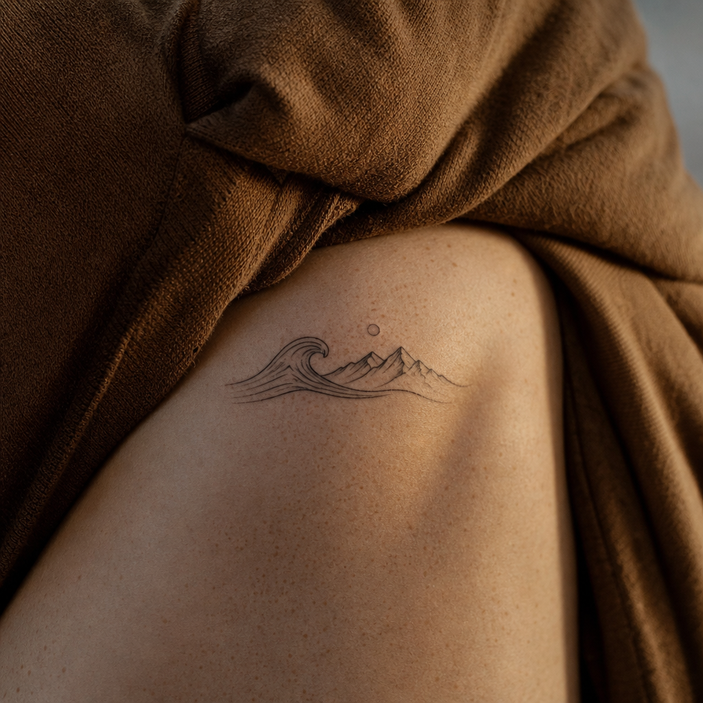 Tatouage minimaliste sur peau réelle