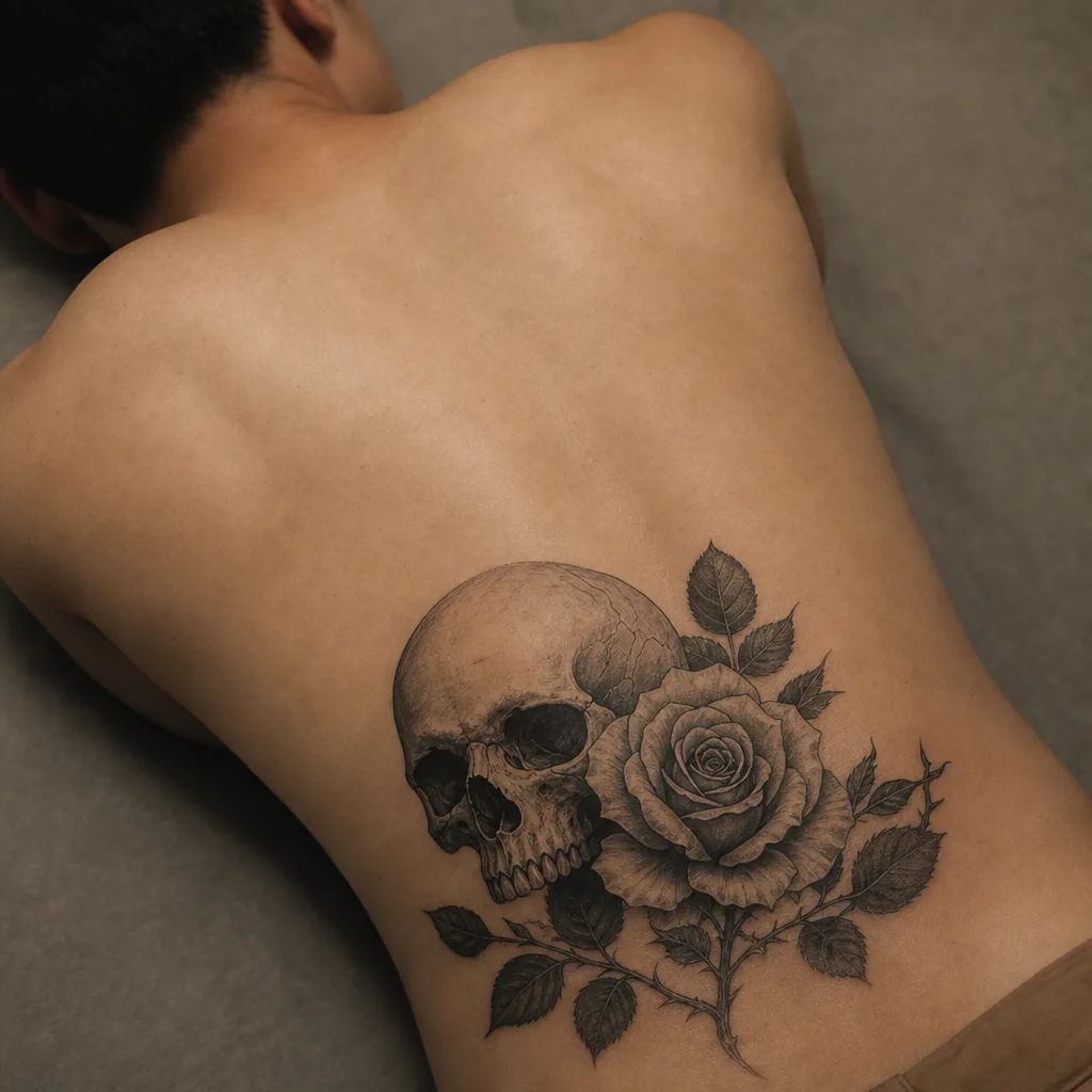 Crâne et rose