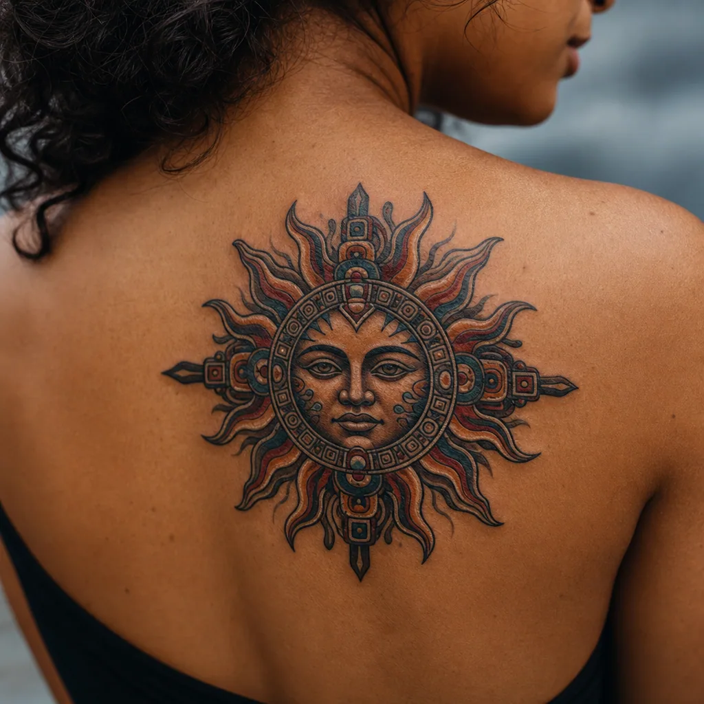 Soleil azteque neo-traditionnel