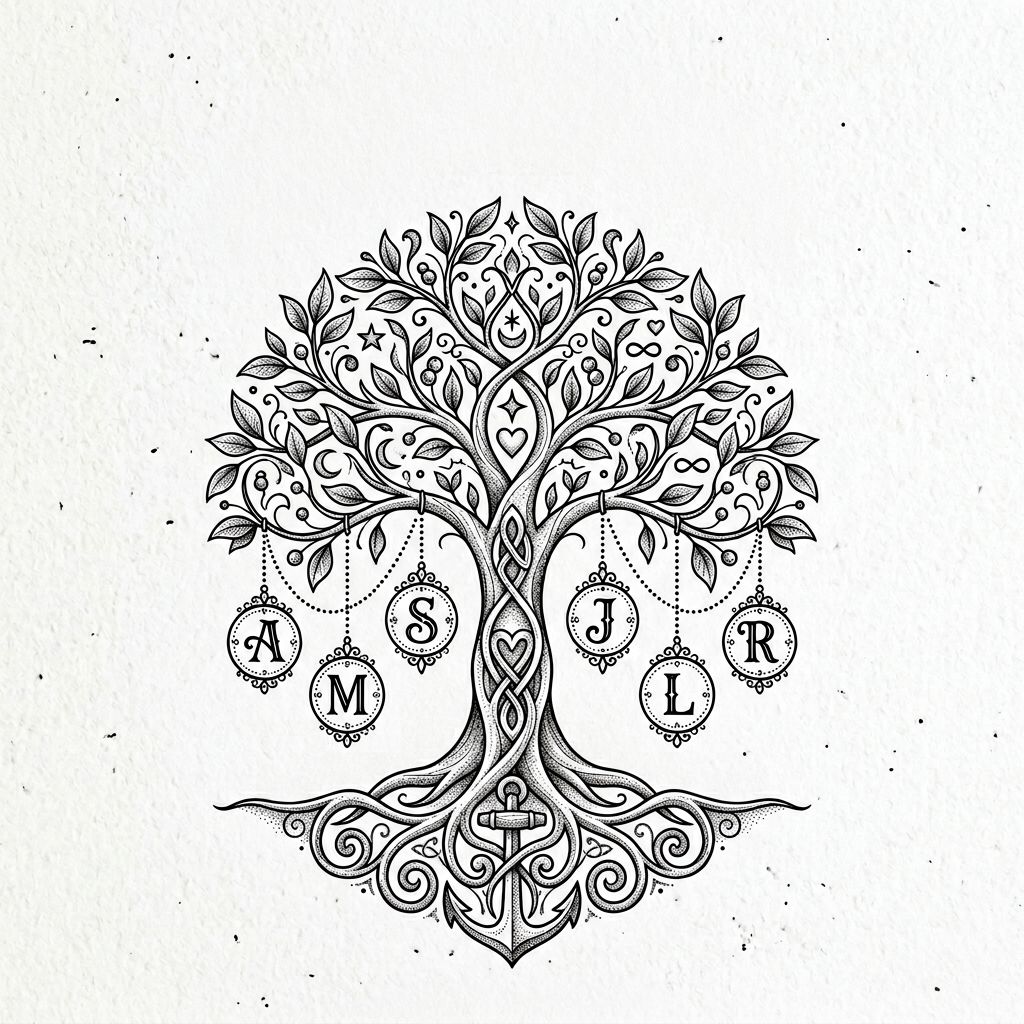 Tatouage initiale famille